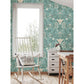 Ostanskar Turquoise Retro Floral Wallpaper