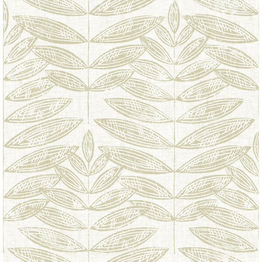 Akira Taupe Leaf Wallpaper