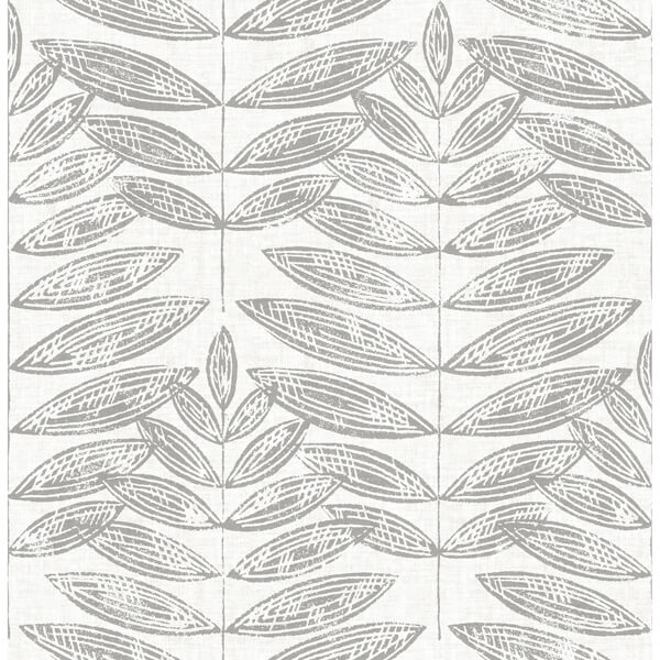 Akira Grey Leaf Wallpaper