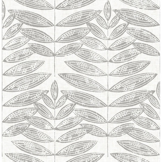 Akira Grey Leaf Wallpaper