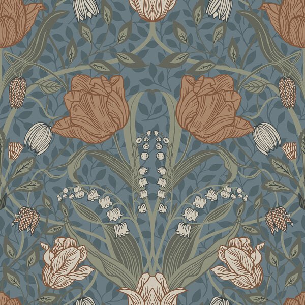 Filippa Blue Tulip Wallpaper