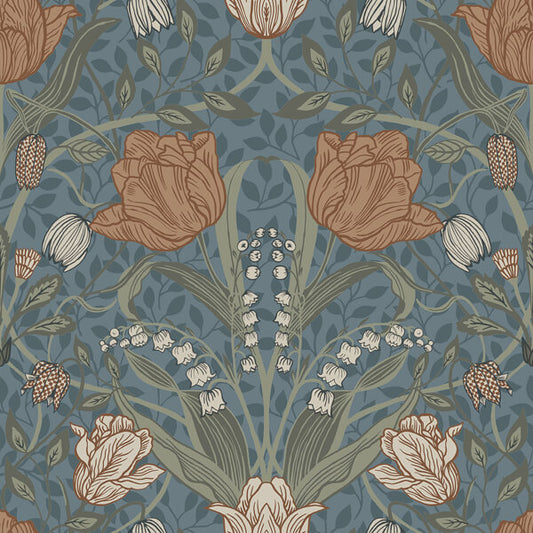Filippa Blue Tulip Wallpaper