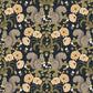 Kurre Dark Blue Woodland Damask Wallpaper