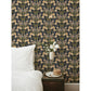 Kurre Dark Blue Woodland Damask Wallpaper
