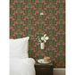 Kurre Dark Green Woodland Damask Wallpaper