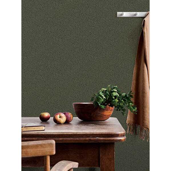Anna Dark Green Fern Trail Wallpaper