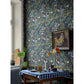 Brittsommar Navy Blue Woodland Floral Wallpaper