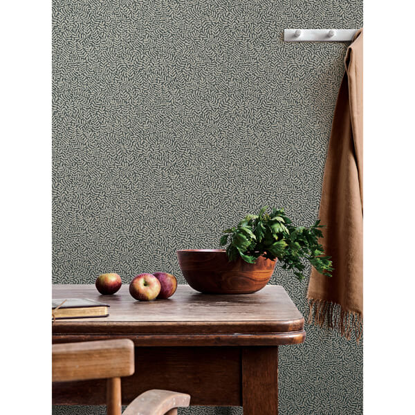 Anna Dark Blue Fern Trail Wallpaper