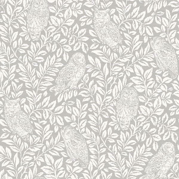 Parliament Light Grey Owl Wallpaper