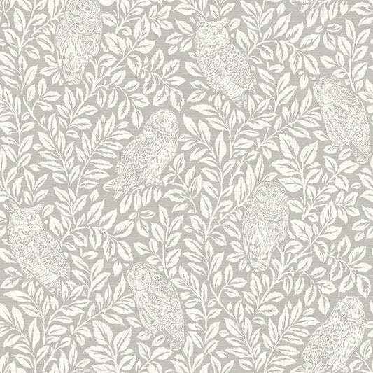 Parliament Light Grey Owl Wallpaper