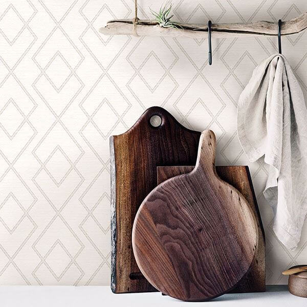 Blaze White Trellis Wallpaper