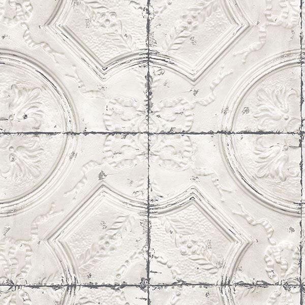 Susanna Off White Vintage Tin Tile Wallpaper