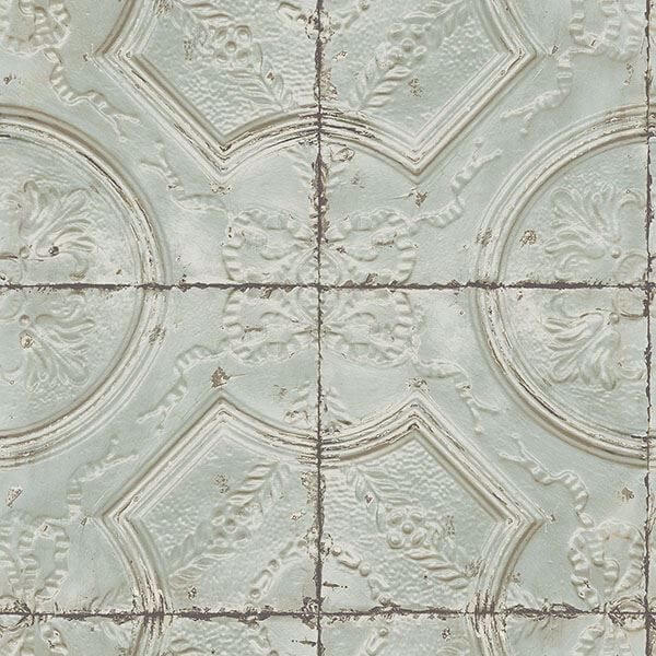 Susanna Teal Vintage Tin Tile Wallpaper