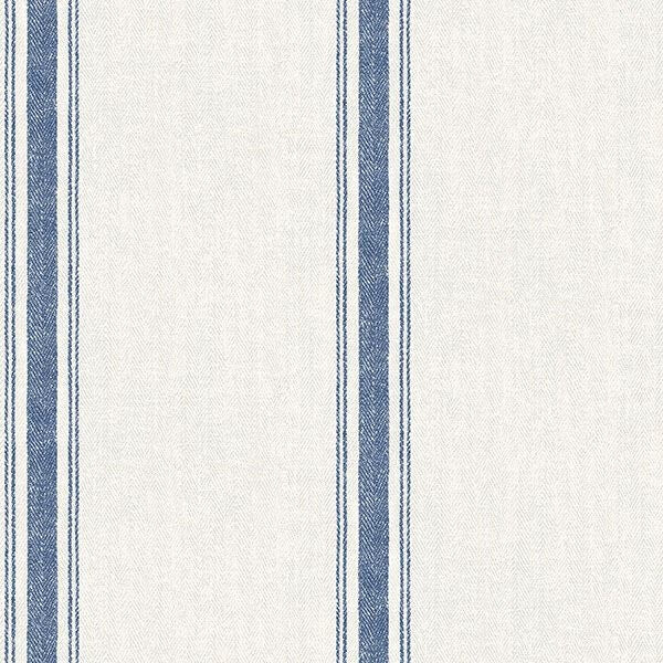 Linette Blue Fabric Stripe Wallpaper
