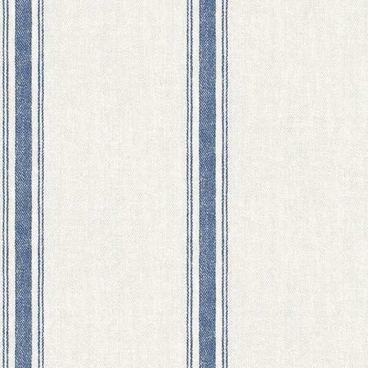 Linette Blue Fabric Stripe Wallpaper