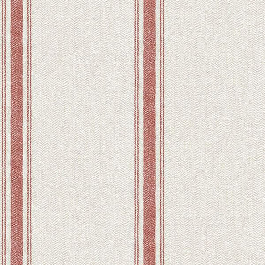 Linette Burnt Sienna Fabric Stripe Wallpaper