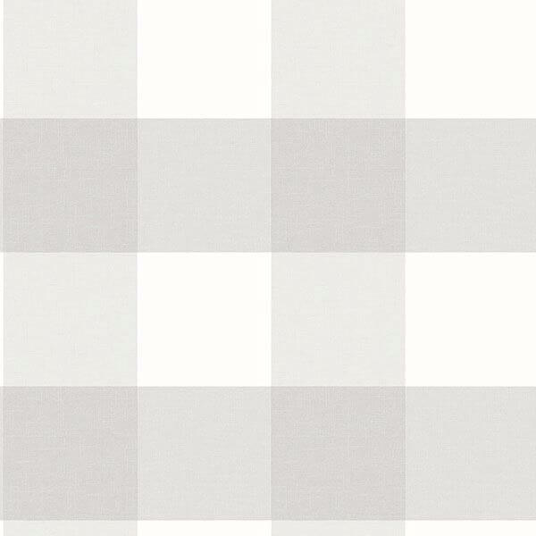 Amos Light Grey Gingham Wallpaper