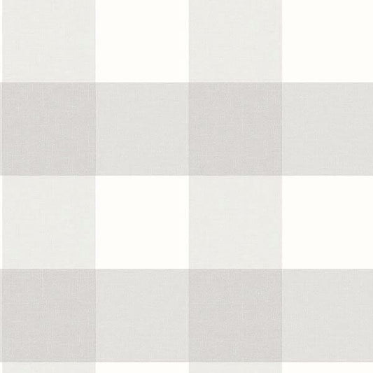 Amos Light Grey Gingham Wallpaper