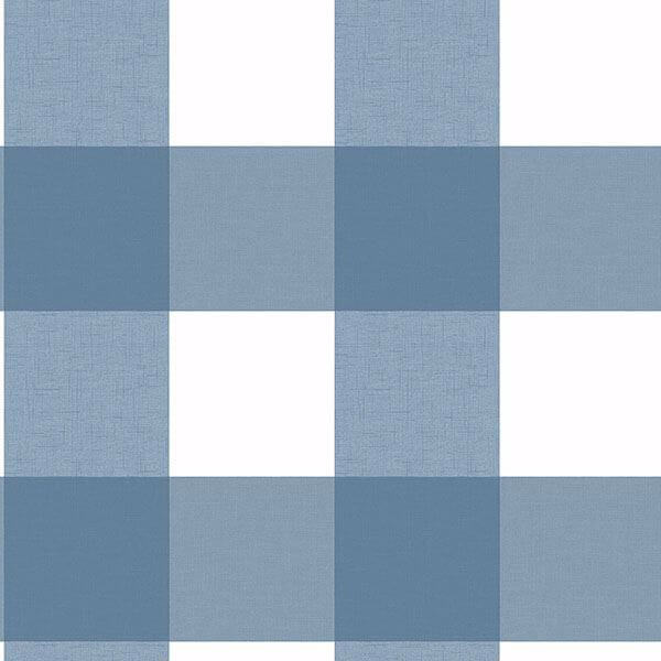 Amos Blue Gingham Wallpaper