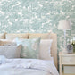 Spinney Teal Toile Wallpaper