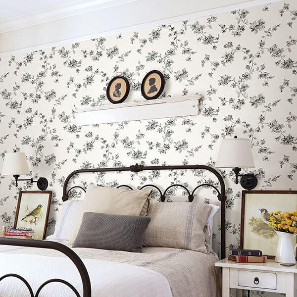 Cyrus Black Festive Floral Wallpaper