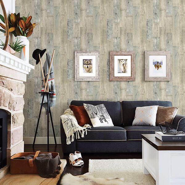 Chebacco Beige Wooden Planks Wallpaper