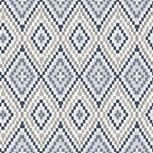 Ganado Navy Geometric Ikat Wallpaper