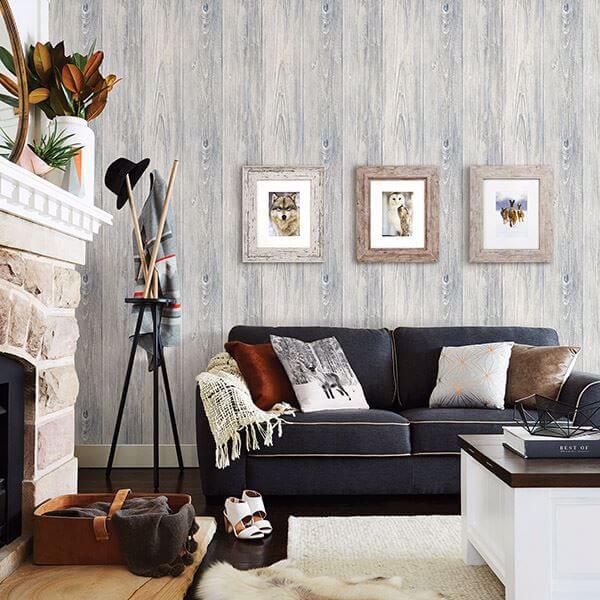 Mapleton Light Grey Shiplap Wallpaper