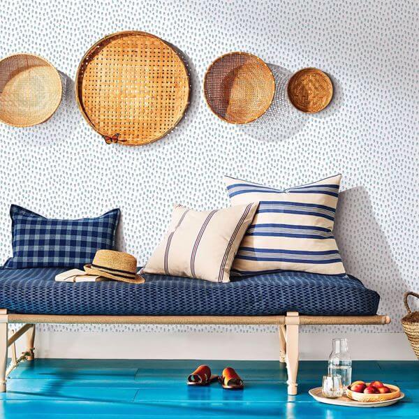 Sand Aqua Painted Dots Wallpaper
