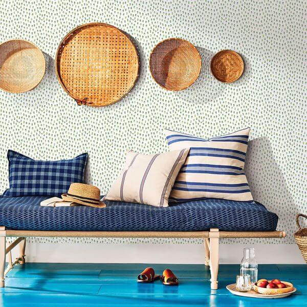 Sand Green Painted Dots Wallpaper