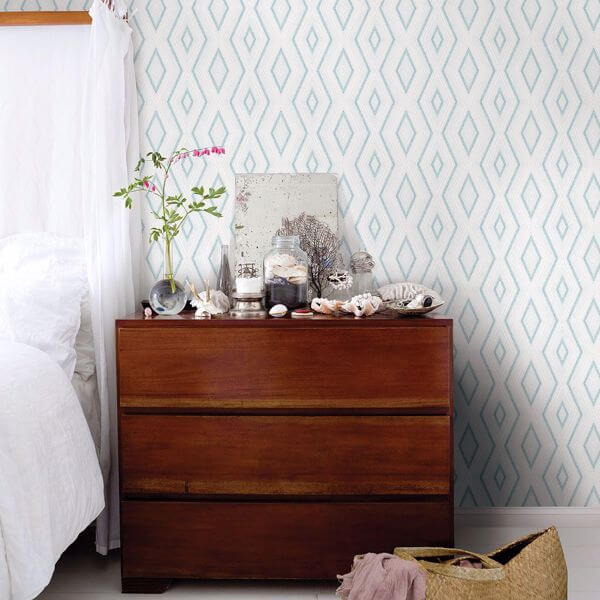 Santa Turquoise Geometric Wallpaper