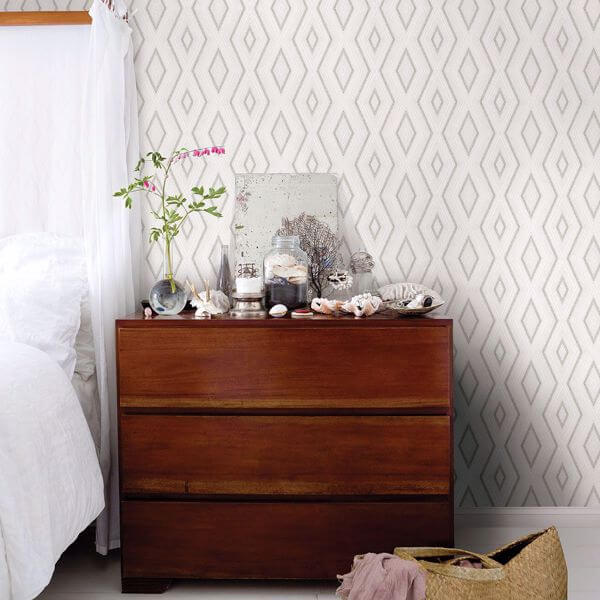 Santa Grey Grey Geometric Wallpaper