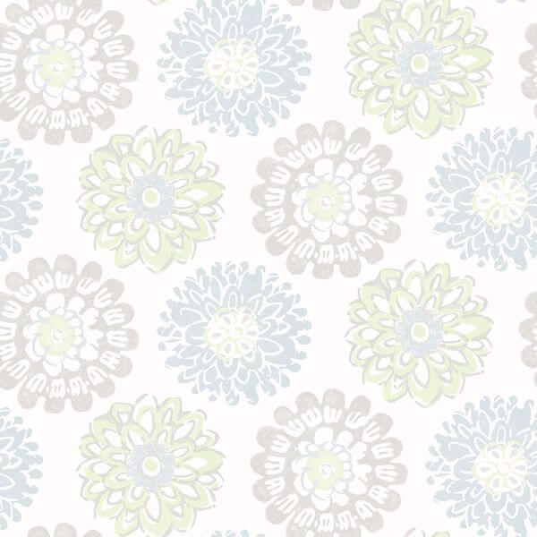 Sunkissed Light Green Green Floral Wallpaper