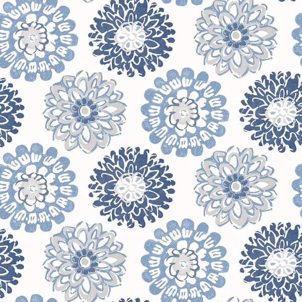 Sunkissed Blue Floral Wallpaper