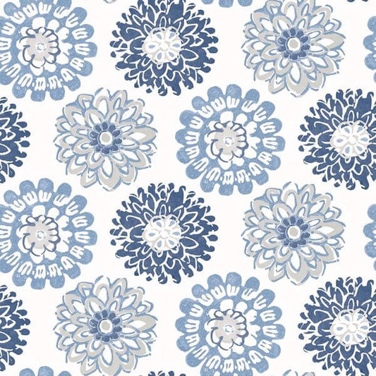 Sunkissed Blue Floral Wallpaper