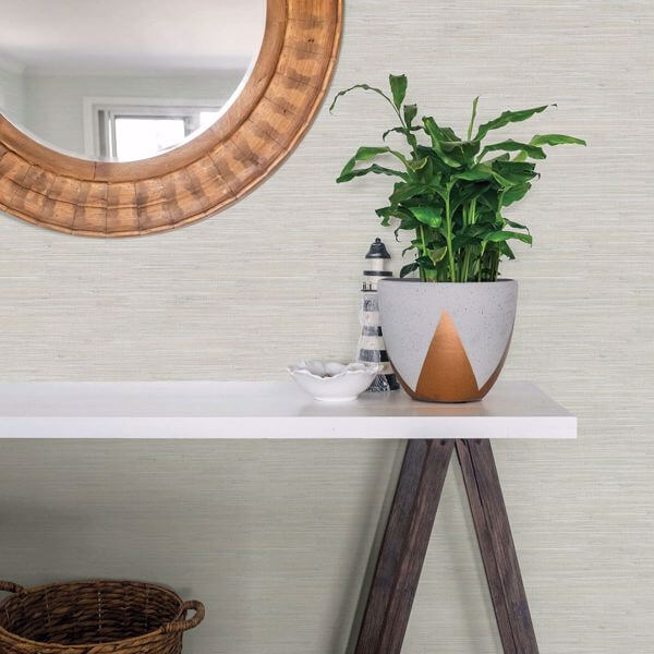 Waverly Light Grey Faux Grasscloth Wallpaper