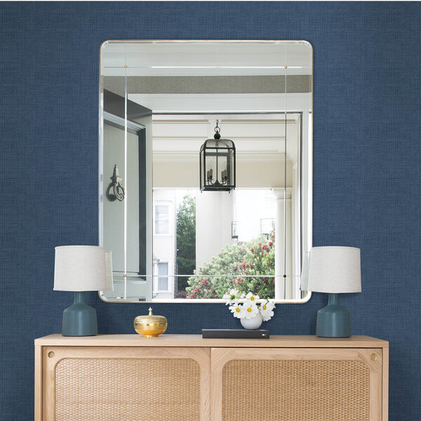 Nimmie Navy Woven Grasscloth Wallpaper
