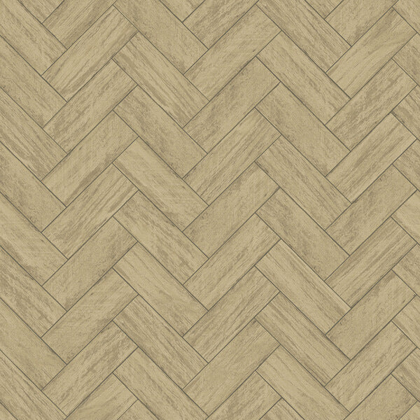 Kaliko Neutral Wood Herringbone Wallpaper