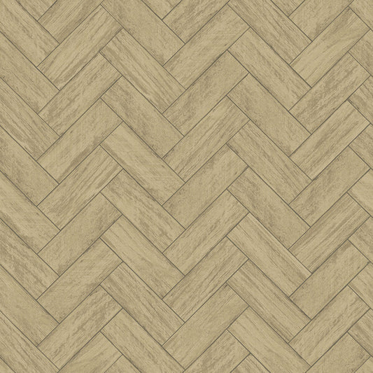Kaliko Neutral Wood Herringbone Wallpaper