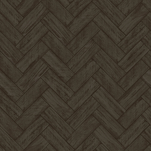 Kaliko Charcoal Wood Herringbone Wallpaper