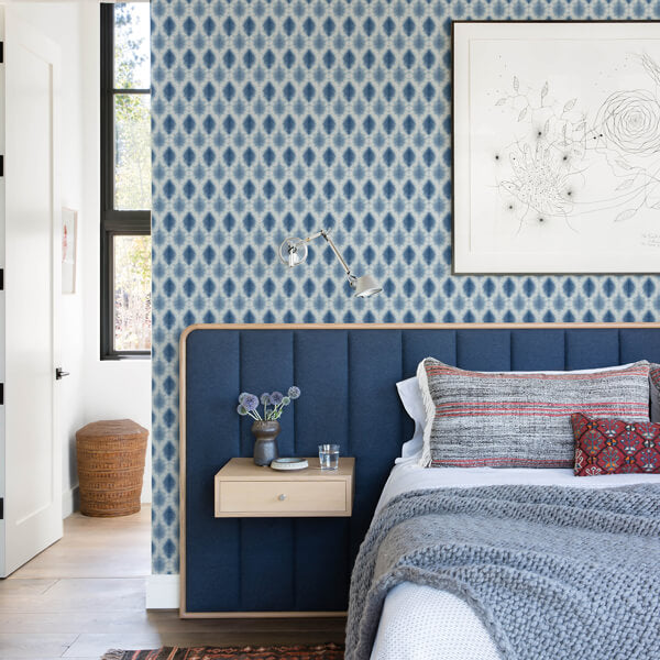 Mombi Navy Diamond Shibori Wallpaper