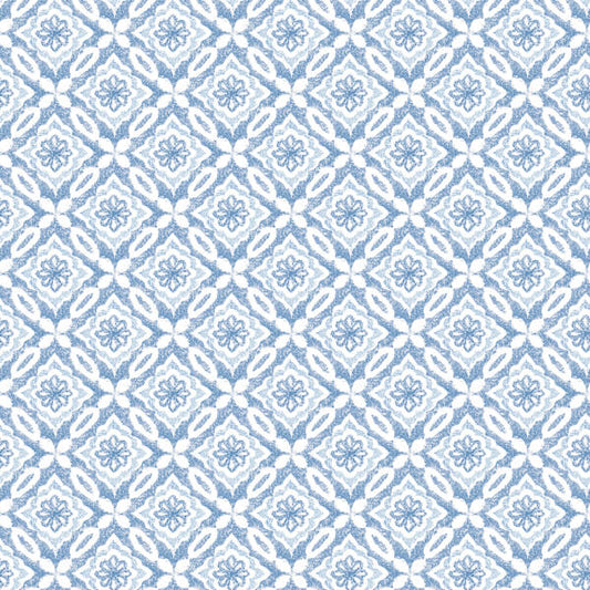 Hugson Blue Quilted Damask Wallpaper