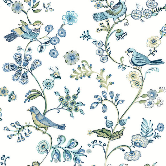 Jinjur Teal Bird Trail Wallpaper