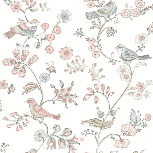 Jinjur Blush Bird Trail Wallpaper