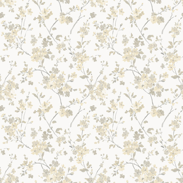 Glinda Light Yellow Floral Trail Wallpaper