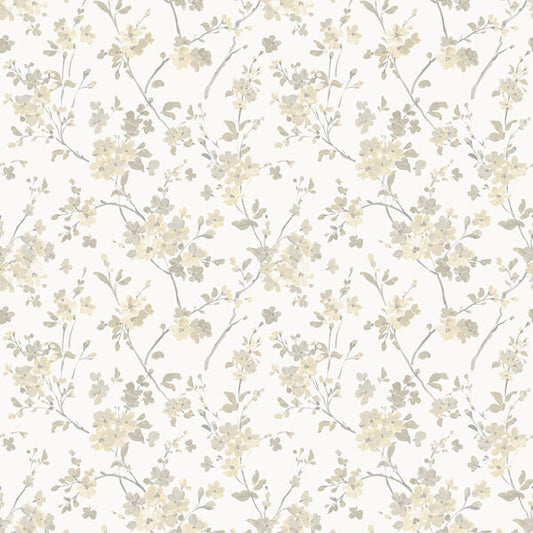 Glinda Light Yellow Floral Trail Wallpaper