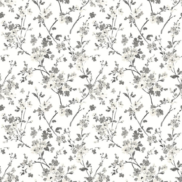 Glinda Black Floral Trail Wallpaper