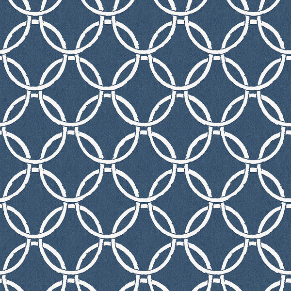 Quelala Navy Ring Ogee Wallpaper