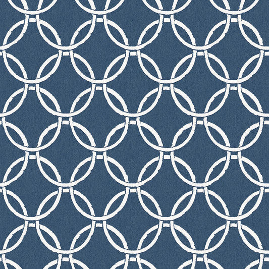 Quelala Navy Ring Ogee Wallpaper