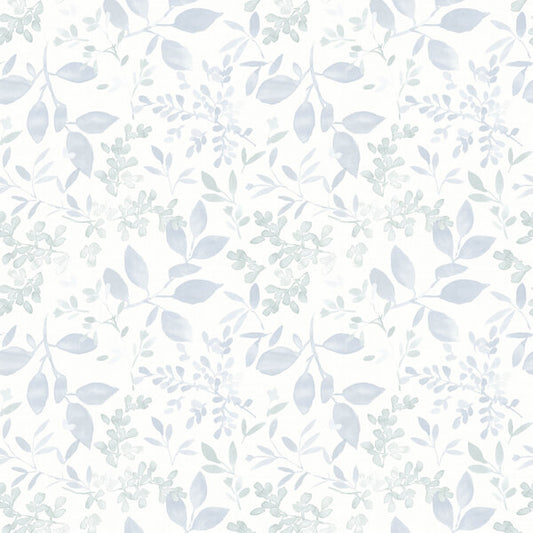 Tinker Light Blue Woodland Botanical Wallpaper